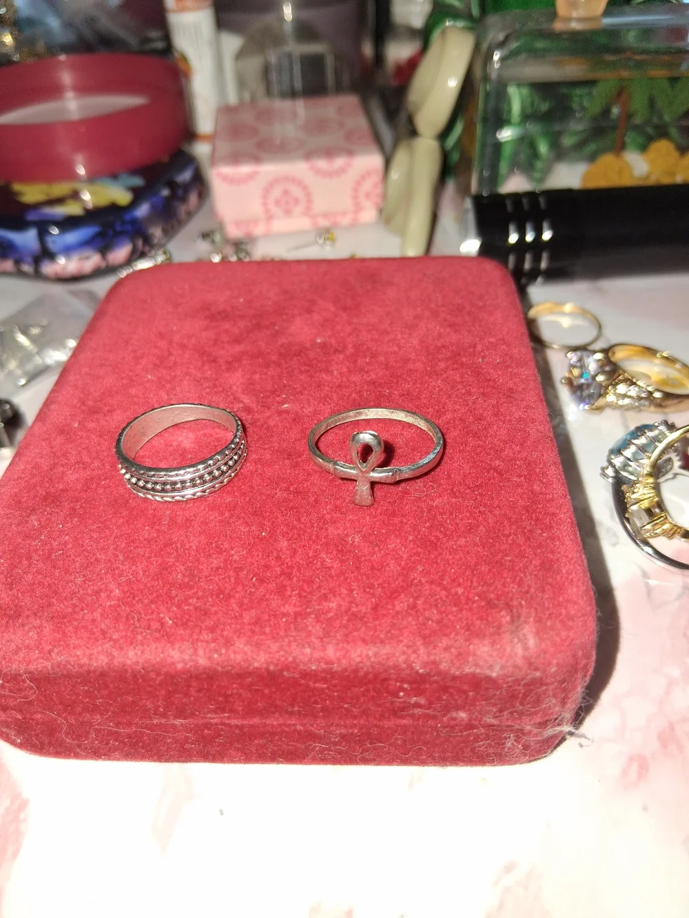 Source Unknown Silver Ribbon Accent Ring and Textured Band - Silver